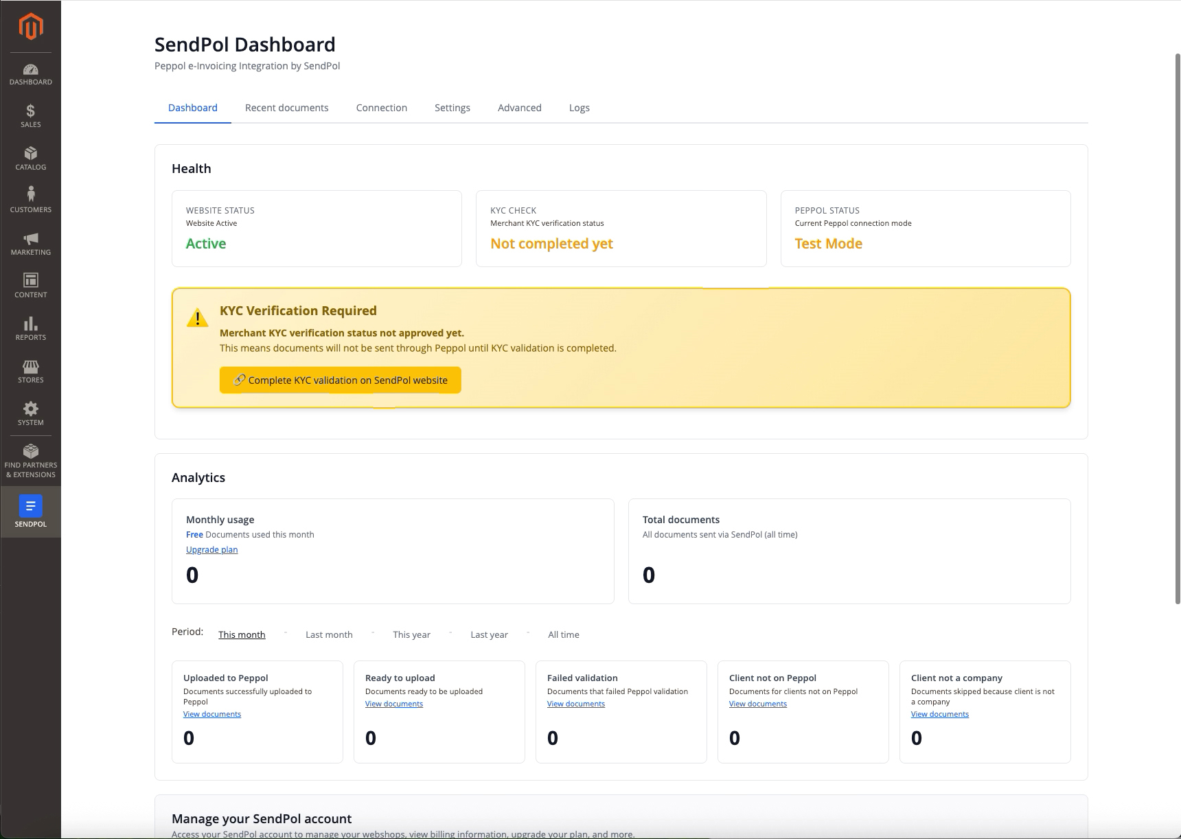 Open het SendPol-dashboard